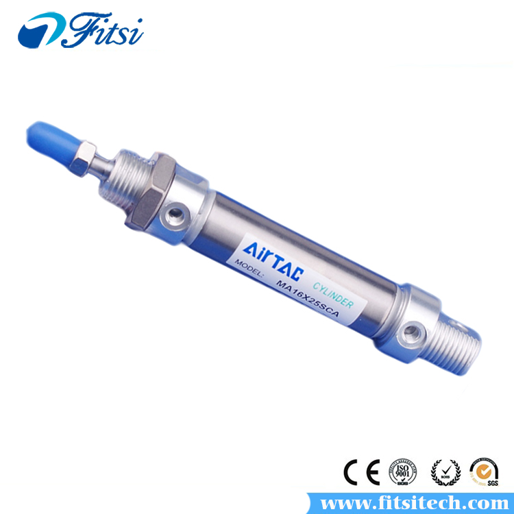 Fevas Pneumatic Stainless Air Cylinder 16MM Bore Have 25-500mm Stroke Color: MA16-100-S-CA MA16X150-S-CA Double Action Mini Round Cylinders 
